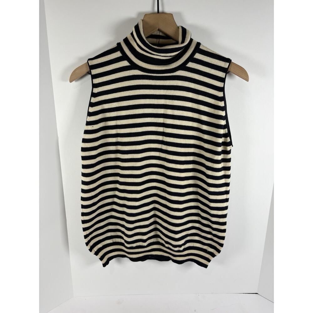 Vintage Gucci Striped Sleeveless Turtleneck Wool Silk Italy M